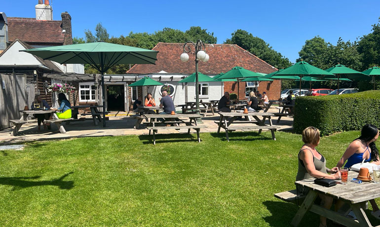 Outside Beer Garden in Runcton at The Walnut Tree Chichester